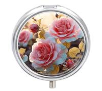 Pilulier à 3 compartiments en forme de fleurs sauvages - Boîte à médicaments ronde - En métal - Décoratif