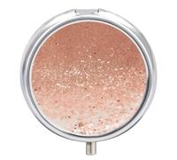 Pilulier à 3 compartiments en forme de rose avec paillettes - Petit pilulier de voyage rond en métal pour sac à main