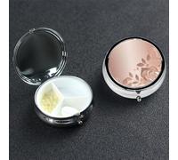 Pilulier à 3 compartiments en métal doré rose pour poche ou sac à main, boîte à médicaments ronde décorative