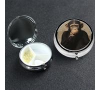 Pilulier à 3 compartiments en métal pour médicaments - Le singe silencieux - Pilulier pour sac à main ou poche - Mini pilules de voyage portable pour contenir des suppléments, des vitamines, de