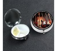 Pilulier à 3 compartiments en métal pour médicaments, pilules en forme de guitare électrique cool pour sac à main ou poche, mini pilules de voyage portable pour contenir des suppléments, des vitamines