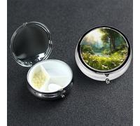 Pilulier à 3 compartiments en métal pour sac à main, poche de la forêt, boîte à pilules de fleurs, boîte à médicaments, conteneur portable portable pour contenir des suppléments, des vitamines, de