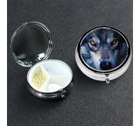 Pilulier à 3 compartiments en métal pour sac à main, poche yeux de loup, pilulier étanche pour médicaments, pilules de voyage pour contenir des suppléments, des vitamines, de l'huile de poisson