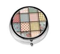 Pilulier à 3 compartiments en tissu vintage, style patchwork, organiseur portable
