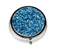 Pilulier à 3 compartiments, imprimé vintage bleu à paillettes, organiseur portable
