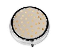 Pilulier à 3 compartiments, motif à pois pailletés beige et doré, organiseur portable