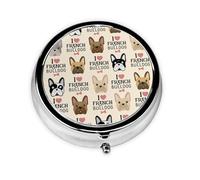 Pilulier à 3 compartiments, motif bouledogue français sans couture, style vintage, organiseur portable