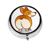 Pilulier à 3 compartiments, motif chien Corgi, amusant, avec fesses, organiseur portable