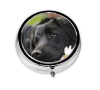 Pilulier à 3 compartiments, motif chien labrador noir mignon, organiseur portable