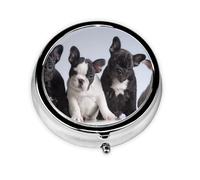 Pilulier à 3 compartiments, motif chiots bouledogues français mignons, organiseur portable