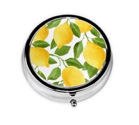 Pilulier à 3 compartiments, motif citrons aquarelle jaune vif, organiseur portable
