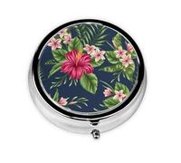 Pilulier à 3 compartiments, motif fleurs tropicales, frangipanier, hibiscus, organiseur portable
