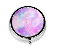 Pilulier à 3 compartiments, motif galaxie marbrée rose et violet, organiseur portable