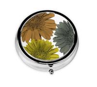 Pilulier à 3 compartiments, motif marguerites gerbera, couleurs modernes d'automne, organiseur portable
