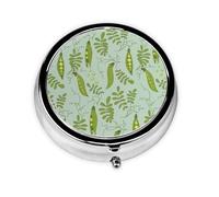 Pilulier à 3 compartiments, motif pois verts, feuilles, BlueMeta, organiseur portable