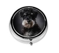 Pilulier à 3 compartiments, motif portrait de Schnauzer, gris foncé, organiseur portable