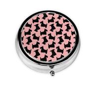 Pilulier à 3 compartiments motif terrier écossais rose et noir, organiseur portable