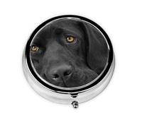 Pilulier à 3 compartiments, organiseur portable, motif chien labrador noir et chiot