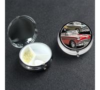 Pilulier à 3 compartiments - Petit pilulier pour sac à main et poche de voyage - Pilulier classique de voiture Roadsters à l'ancienne - Joli organisateur de médicaments pour contenir des vitamines, de