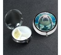 Pilulier à 3 compartiments pour poche ou sac à main - Mini pilules en métal - Joli lamantin d'animaux marins - Organisateur de vitamines - Portable - Pour contenir des suppléments et des vitamines