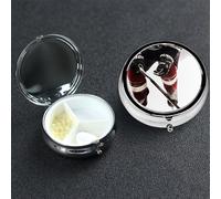Pilulier à 3 compartiments pour poche ou sac à main - Mini pilules en métal - Motif hockey sur glace - Organiseur de vitamines - Portable - Pour contenir des suppléments et des vitamines
