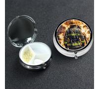 Pilulier à 3 compartiments pour poche ou sac à main - Mini pilules en métal - Pompier - Pilulier de flamme - Organisateur de vitamines - Portable - Pour contenir des suppléments et des vitamines