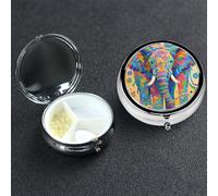 Pilulier à 3 compartiments pour poche ou sac à main - Mini pilulier en métal coloré en forme d'éléphant - Organisateur de vitamines - Portable - Pour contenir des suppléments et des vitamines