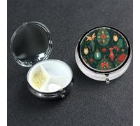 Pilulier à 3 compartiments pour poche ou sac à main - Mini pilulier en métal - Éléments liés à Noël - Organiseur de vitamines - Portable - Pour contenir des suppléments et des vitamines