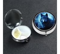 Pilulier à 3 compartiments pour poche ou sac à main, mini pilulier en métal en forme de loup, organiseur de vitamines portable pour contenir des suppléments et des vitamines