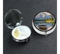 Pilulier à 3 compartiments pour poche ou sac à main - Mini pilulier en métal - Grand Teton National Park - Organiseur de vitamines - Portable - Pour contenir des suppléments et des vitamines