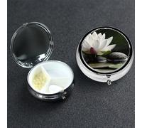 Pilulier à 3 compartiments pour poche ou sac à main - Mini pilulier en métal - Lotus et pierres zen noires - Organiseur de vitamines - Pilules de voyage portable pour contenir des suppléments et des