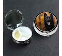 Pilulier à 3 compartiments pour poche ou sac à main - Mini pilulier en métal pour chien qui sort la langue - Organisateur de vitamines portable pour contenir des suppléments et des vitamines
