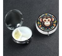 Pilulier à 3 compartiments pour sac à main et poche de voyage, motif singe mignon pour contenir des vitamines, de l'huile de poisson
