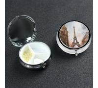 Pilulier à 3 compartiments pour sac à main et poche - Pilulier de voyage aquarelle Paris mignon pour contenir des vitamines, de l'huile de poisson