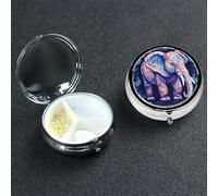 Pilulier à 3 compartiments pour sac à main et poche - Pilulier de voyage - Éléphant violet - Organisateur de médicaments mignon pour contenir des vitamines, de l'huile de poisson