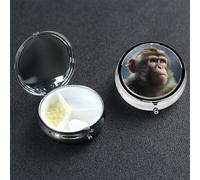 Pilulier à 3 compartiments pour sac à main et poche - Pilulier de voyage en forme de singe mignon pour contenir des vitamines, de l'huile de poisson