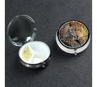 Pilulier à 3 compartiments pour sac à main et poche - Pilulier de voyage - Léopard africain mignon - Pour contenir des vitamines, de l'huile de poisson