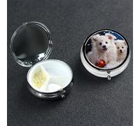 Pilulier à 3 compartiments pour sac à main et poche - Pilulier de voyage « Merry Christmas » - Chien de neige blanc - Joli organisateur de médicaments pour contenir des vitamines et de l'huile de