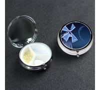 Pilulier à 3 compartiments pour sac à main et poche - Pilulier de voyage - Moulin à vent - Bleu - Joli organisateur de médicaments pour contenir des vitamines et de l'huile de poisson