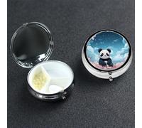 Pilulier à 3 compartiments pour sac à main et poche - Pilulier de voyage panda mignon pour contenir des vitamines, de l'huile de poisson