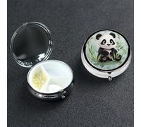 Pilulier à 3 compartiments pour sac à main et poche - Pilulier de voyage panda mignon pour contenir des vitamines, de l'huile de poisson