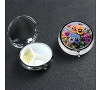 Pilulier à 3 compartiments pour sac à main et poche - Pilulier de voyage - Pensée - Fleurs - Joli organisateur de médicaments pour contenir des vitamines, de l'huile de poisson