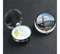 Pilulier à 3 compartiments pour sac à main et poche - Pilulier de voyage San Francisco Golden Gate Bridge - Joli organisateur de médicaments pour contenir des vitamines, de l'huile de poisson