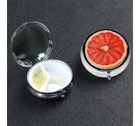 Pilulier à 3 compartiments pour sac à main et poche - Pilulier de voyage - Tranche de pamplemousse mûr - Joli organisateur de médicaments pour contenir des vitamines, de l'huile de poisson
