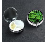Pilulier à 3 compartiments pour sac à main et poche - Pilulier de voyage - Trèfle vert - Joli organisateur de médicaments pour contenir des vitamines, de l'huile de poisson