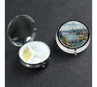 Pilulier à 3 compartiments pour sac à main et poche - Pilulier de voyage - Vue sur New York Manhattan - Joli pilulier pour contenir des vitamines, de l'huile de poisson
