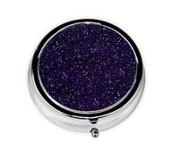 Pilulier à 3 compartiments, violet améthyste foncé, paillettes, organiseur portable