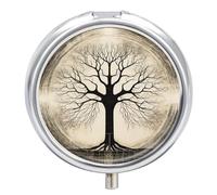 Pilulier à dessin en forme d'arbre - Joli pilulier rond - Portable - Support de vitamines pour médicaments - Organiseur pour sac à main