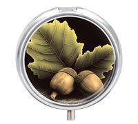 Pilulier à deux glands à 3 compartiments - Petit pilulier rond - Boîte de voyage portable et conteneurs de vitamines pour supplément d'huile de poisson