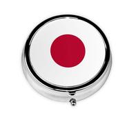 Pilulier à emporter avec drapeau japonais, portable, rond, tient dans votre sac à main, boîte à pilules légère à 3 compartiments